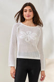 Crochet Boat Neck Bell Sleeve Sweater