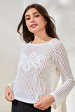 Crochet Boat Neck Bell Sleeve Sweater