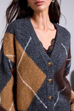 BLUE THREAD Diamond Pattern Button Front Knit Cardigan
