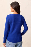 Brushed Waffle Knit Henley Long Sleeve Top