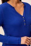 Brushed Waffle Knit Henley Long Sleeve Top
