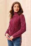 Cable Knit Mock Neck Special Wash Sweater