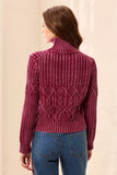 Cable Knit Mock Neck Special Wash Sweater