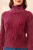 Cable Knit Mock Neck Special Wash Sweater