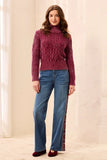 Cable Knit Mock Neck Special Wash Sweater