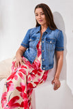 Comfort Stretch Elbow-Sleeve Denim Jacket