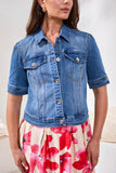 Comfort Stretch Elbow-Sleeve Denim Jacket
