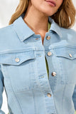Cropped Denim Jacket With Chest Pockets