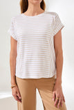 Relaxed Cuffed Short Sleeve Stripe Top