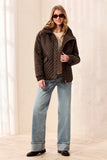 Diamond Quilted Mock Neck Puffer Bomber Coat