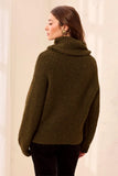 Drama Funnel Neck Long Puff Sleeve Textured Sweater