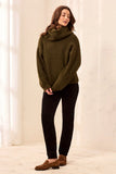 Drama Funnel Neck Long Puff Sleeve Textured Sweater