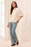 Lightweight Drop Shoulder Crew Neck Elbow Sleeve Sweater
