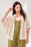 Embroidered Crochet 3/4 Sleeve Cardigan