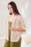 Embroidered Crochet 3/4 Sleeve Cardigan