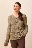 Eyelash Yarn Button-Front Long Sleeve Cardigan