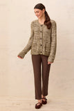 Eyelash Yarn Button-Front Long Sleeve Cardigan