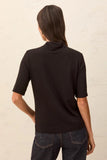 Funnel Neck Elbow Sleeve Soft Knit Top