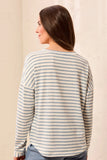 Lightweight Striped Crewneck Long Sleeve Knit Top