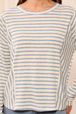 Lightweight Striped Crewneck Long Sleeve Knit Top