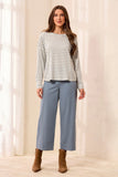 Lightweight Striped Crewneck Long Sleeve Knit Top