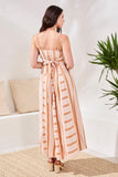 Linen Maxi Dress with Contrast Inserts & Adjustable Waist Sash