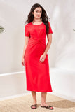 Maxi Knit Jersey Dress With Front Twist Knot Detail