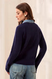 Mixed Media Sweater Jacket W/ Denim Detail
