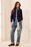 Mixed Media Sweater Jacket W/ Denim Detail
