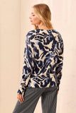 Printed Cable Cotton Crew Neck Sweater