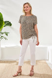 Animal Print Tee w/Ruching