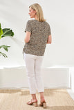 Animal Print Tee w/Ruching