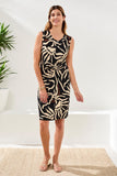 Printed Sleeveless Jersey V‑Neck Front‑Knot Dress