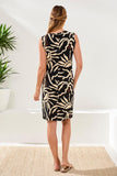 Printed Sleeveless Jersey V‑Neck Front‑Knot Dress