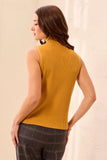 Ribbed Funnel Neck Sleeveless Knit Tank