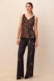 Satin Feel V-Neck Cami With Lace Trim