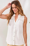 Sleeveless Blouse Embroidered Yoke