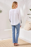 Viscose Notch Neck Embroidered Puff Sleeve Blouse
