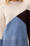 Soft Knit Colorblock Mock Neck Sweater