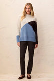 Soft Knit Colorblock Mock Neck Sweater