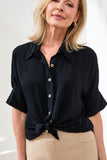 Soft Satin Drop Shoulder Classic Blouse