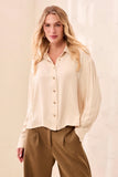 Soft Viscose Drop Shoulder Button Front Collared Blouse