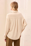 Soft Viscose Drop Shoulder Button Front Collared Blouse