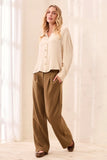 Soft Viscose Drop Shoulder Button Front Collared Blouse