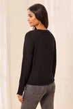 Soft Viscose Long Sleeve Button Cuff Knit Top