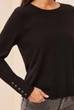 Soft Viscose Long Sleeve Button Cuff Knit Top