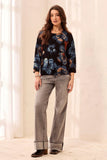Soft Yarn Three-Quarter Sleeve Crewneck Sweater