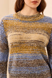 Space-Dye Textured Mock Neck Puff Sleeve Sweater