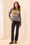 Space-Dye Textured Mock Neck Puff Sleeve Sweater