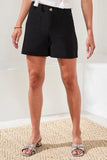 Signature Stretch Twill Button‑Front High‑Rise Shorts